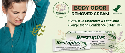 Restuplus Organic Body Odor Control Cream – For Underarms, Feet, Groin & Rash / Chafing Care (30g)