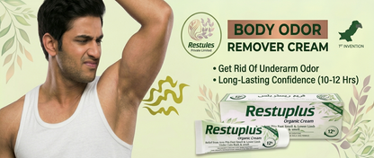 Restuplus Organic Body Odor Control Cream – For Underarms, Feet, Groin & Rash / Chafing Care (30g)