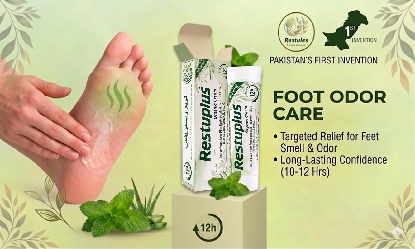 Restuplus Organic Body Odor Control Cream – For Underarms, Feet, Groin & Rash / Chafing Care (30g)