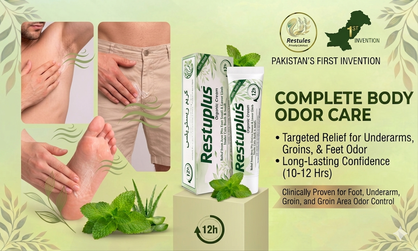 Restuplus Organic Body Odor Control Cream – For Underarms, Feet, Groin & Rash / Chafing Care (30g)