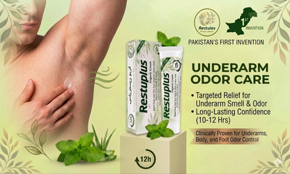Restuplus Organic Body Odor Control Cream – For Underarms, Feet, Groin & Rash / Chafing Care (30g)
